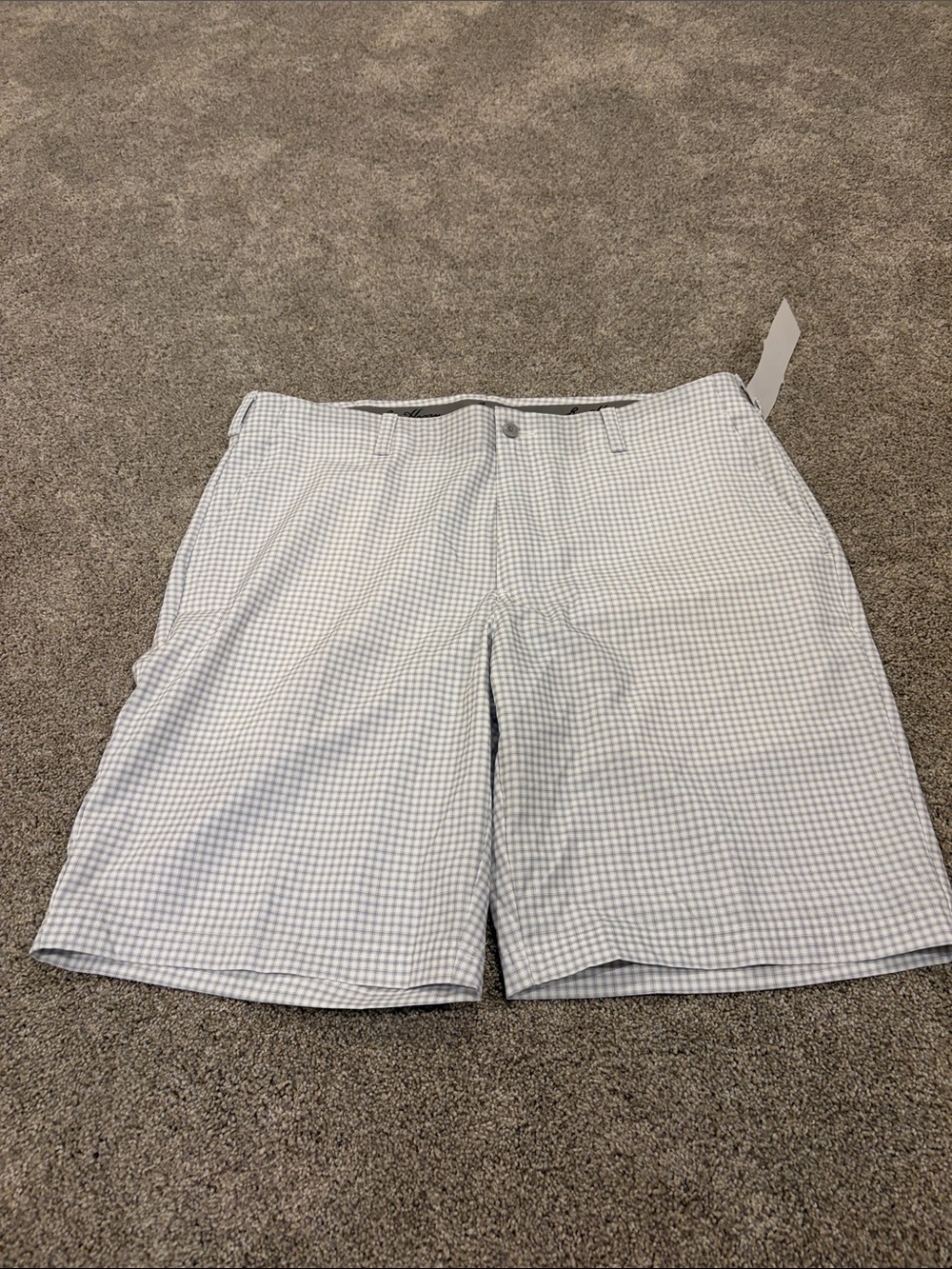 Hogan Men's Light Gray Gingham Flat-Front Shorts